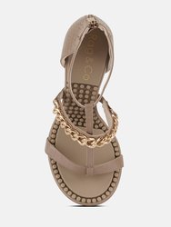 Dakota Latte Metal Chain Mid Heel Sandals