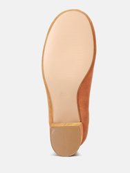 Dallin Suede Block Heel Mary Janes In Tan