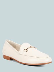 Dareth Horsebit Flat Heel Loafers In Off White - Off White