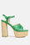 De Vil Crisscross Straps Slim Block Heel Sandals In Green