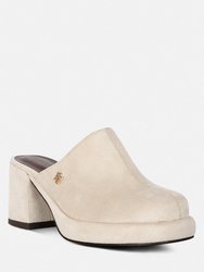 Delaunay Beige Suede Heeled Mule Sandals - Beige