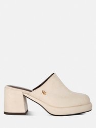 Delaunay Beige Suede Heeled Mule Sandals