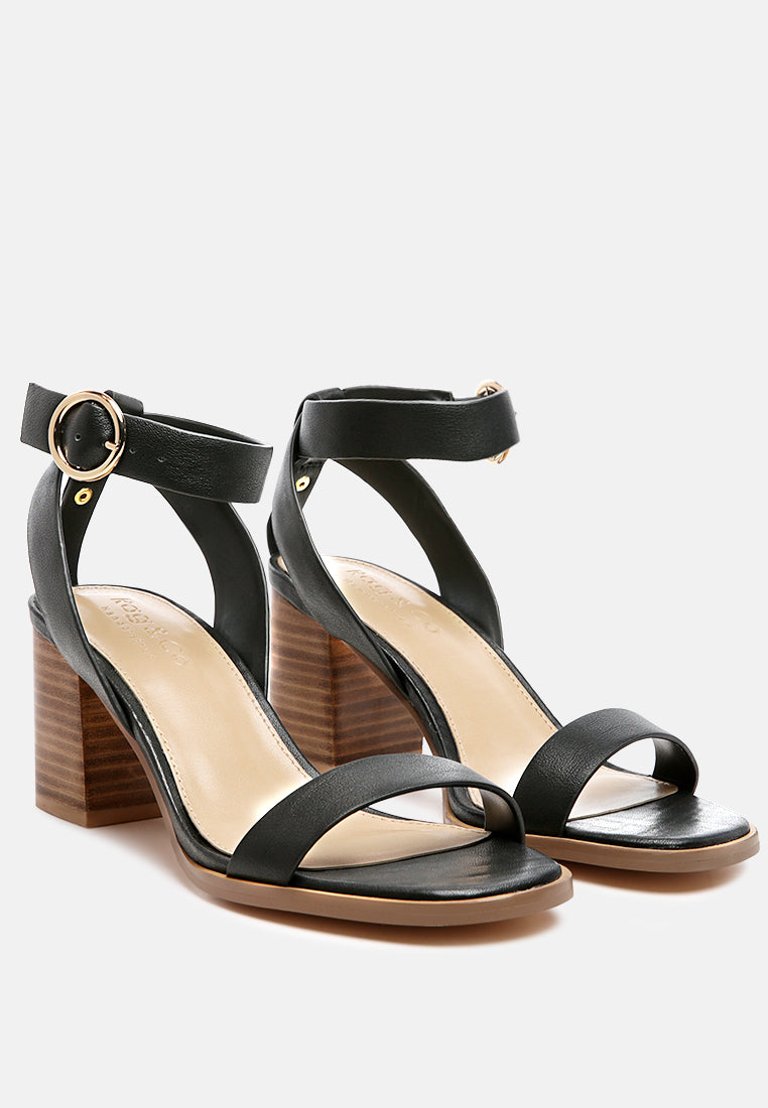 Dolph Stack Block Heeled Sandal - Black