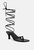 Dorita Black Kitten Heel Lace up Sandal - Black