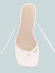 Dorita White Kitten Heel Lace Up Sandal