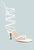 Dorita White Kitten Heel Lace Up Sandal - White