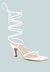 Dorita White Kitten Heel Lace Up Sandal - White