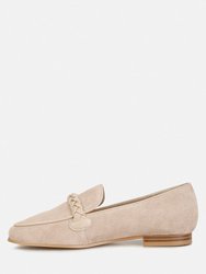 Echo Suede Leather Braided Detail Loafers In Sand