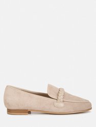 Echo Suede Leather Braided Detail Loafers In Sand - Sand