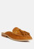 Edmanda Tassle Detail Leather Mules In Light Tan - Light Tan