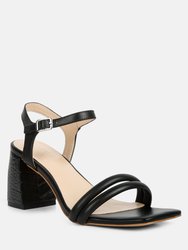 Edyta Ankle Strap Block Heel Sandals In Black - Black