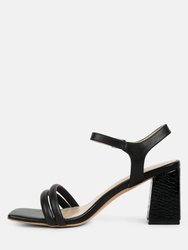Edyta Ankle Strap Block Heel Sandals In Black