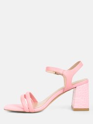 Edyta Ankle Strap Block Heel Sandals In Pink