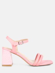 Edyta Ankle Strap Block Heel Sandals In Pink