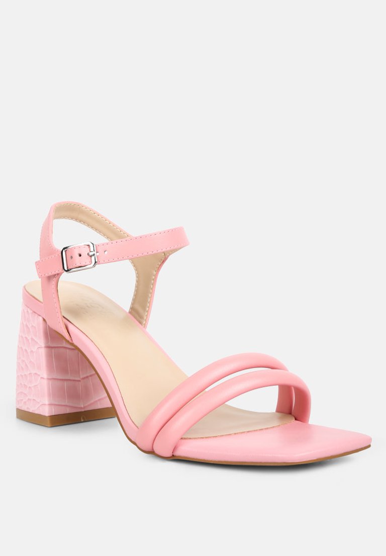 Edyta Ankle Strap Block Heel Sandals In Pink - Pink