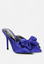 Elisda Blue Diamante Bow Heeled Mules - Navy