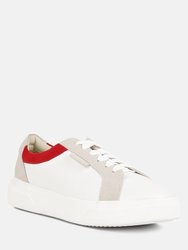Endler Color Block Leather Sneakers In Red - Red