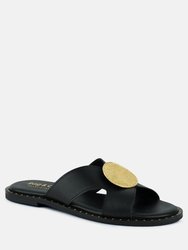 Eudora Embellished Black Slip-Ons Sandal - Black