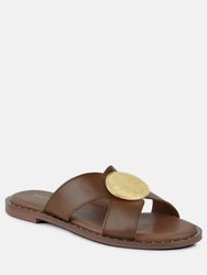 Eudora Embellished Tan Slip-Ons Sandal - Tan