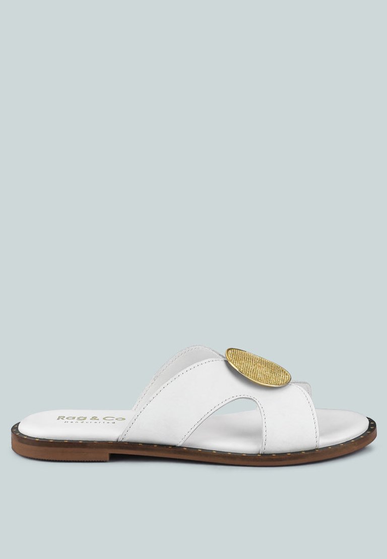 Eudora Embellished White Slip-Ons Sandal