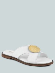 Eudora Embellished White Slip-Ons Sandal - White