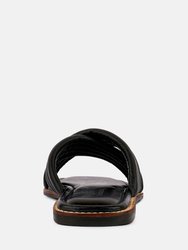 Eura Black Quilted Leather Flats
