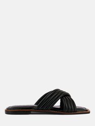 Eura Black Quilted Leather Flats