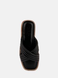 Eura Black Quilted Leather Flats