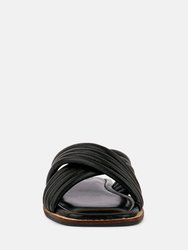 Eura Black Quilted Leather Flats