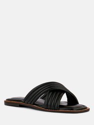 Eura Black Quilted Leather Flats - Black