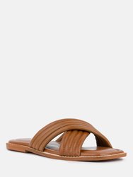 EURA Tan Quilted Leather Flats - Tan