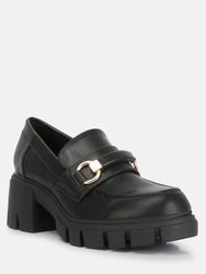 Evangeline chunky platform loafers In Black - Black
