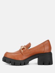 Evangeline Chunky Platform Loafers In Tan - Tan