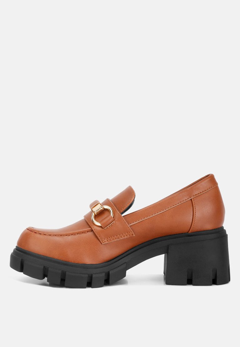 Evangeline Chunky Platform Loafers In Tan - Tan