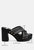 FInley Raffia High Block Heel Clogs In Black