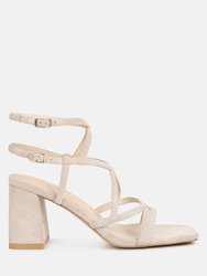 Fiorella Beige Strappy Block Heel Sandals