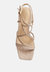 Fiorella Beige Strappy Block Heel Sandals