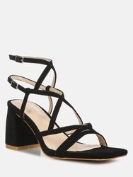 Fiorella Black Strappy Block Heel Sandals - Black