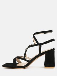 Fiorella Black Strappy Block Heel Sandals
