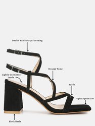 Fiorella Black Strappy Block Heel Sandals