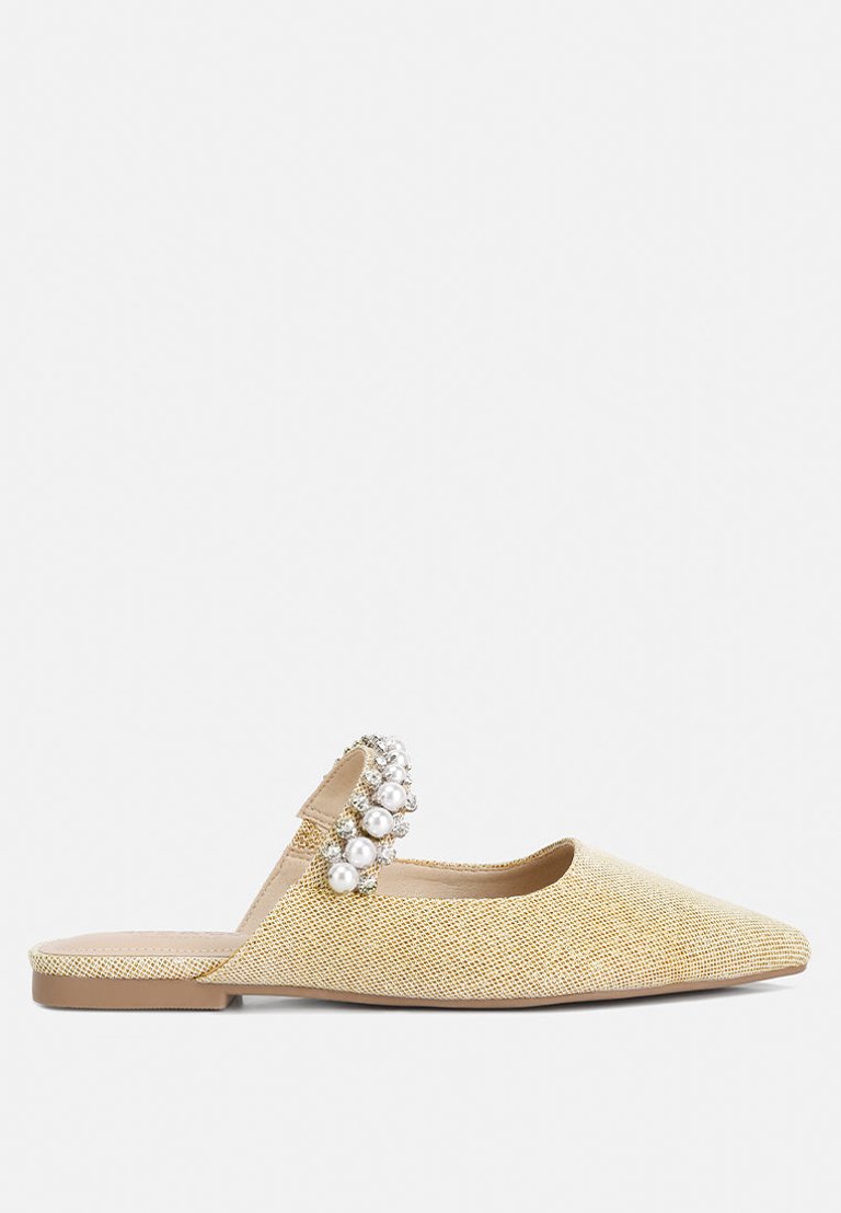 Geode mary jane cutout embellished mules In beige