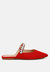 Geode Pearl Embellished Slip On Mules In Red - Red