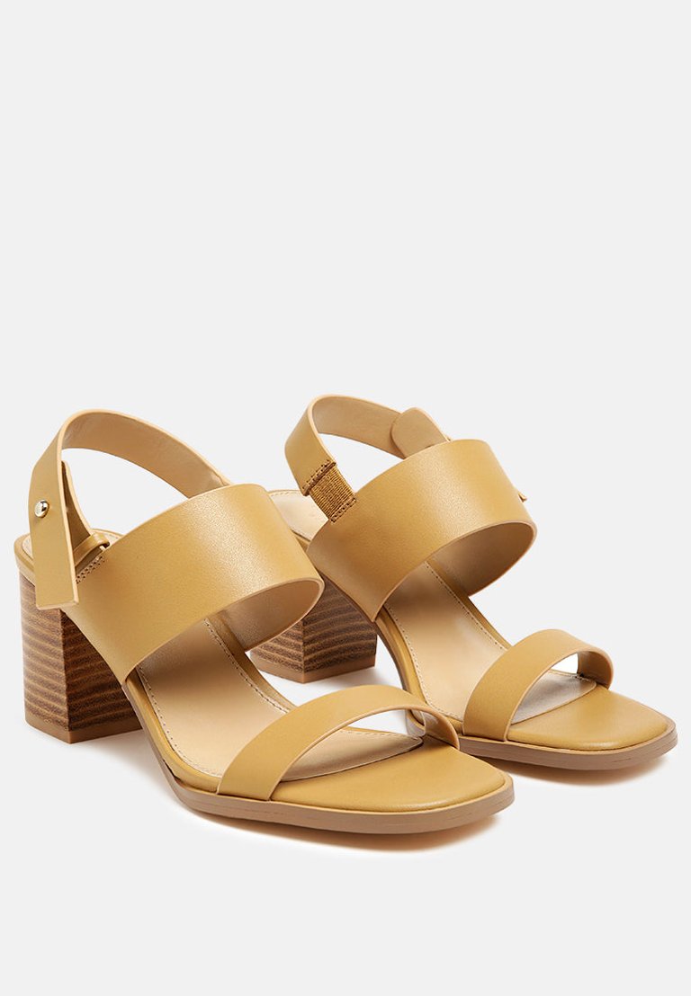 Gertude Slingback Block Heel Leather Sandal - Tan