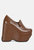 Gilliam Tan High Platform Wedge Loafers