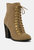 Goose-Feather Antique Beige High Heeled Ankle Boot - Beige
