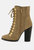 Goose-Feather Antique Beige High Heeled Ankle Boot