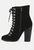 Goose-Feather Antique Black High Heeled Ankle Boot