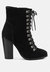 Goose-Feather Antique Black High Heeled Ankle Boot