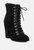 Goose-Feather Antique Black High Heeled Ankle Boot - Black