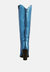 Great-Storm Blue Metallic Leather Knee Boots